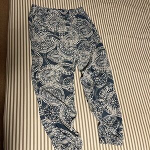 Blue and White Patterned Jogger Pants